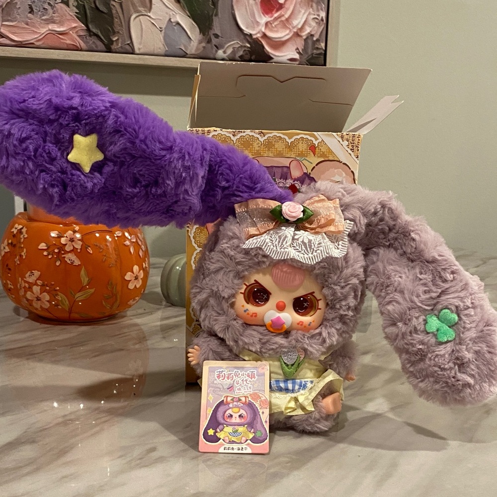Charming Plush Doll with Purple Accessories